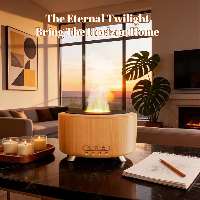 Essential Oil Diffuser for Home, 500ML Aromatherapy Diffuser Oil Machine for Office Room Yoga, Aroma Diffuser with Auto-Off Function, 9 Colors LED Night Light, Light Wood