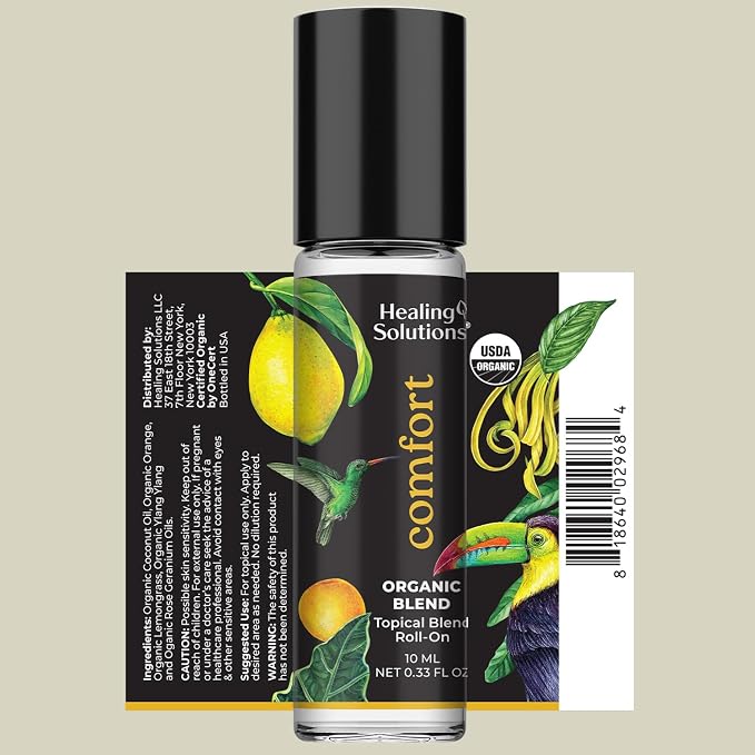 Healing Solutions (2 Pack) Comfort Essential Oil Roll-On, Perfume - Stress Ease Essential Oil Roller - Self Care Organic USDA Certified Present for Women - Roll On Perfume