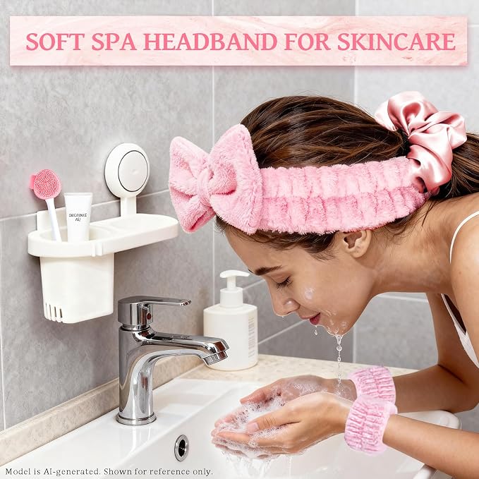 Small Gifts for Women - Spa Headband for Washing Face Set for Her | Soft satin and plush textures, hair hold, cozy wear, spa nights, birthdays, travel, ready to give for mom, wife, girlfriend