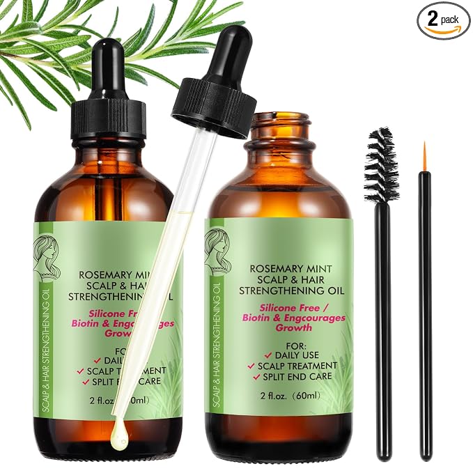 Rosemary Essential Oil (2 Pack), Rosemary Oil for Hair Growth & Skin Care, Face, Dry Scalp Treatment, Hair Growth Serum for Thicker Longer Fuller Healthier Hair