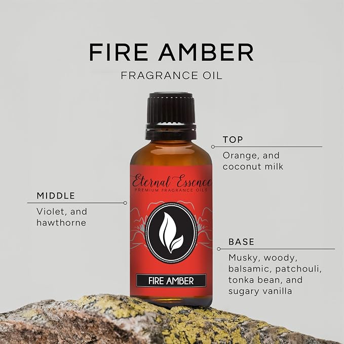 Eternal Essence Oils Fire Amber 30ml Premium Fragrance Oil - for Candle, Soap Making, Aromatherapy, Diffusers, Home Care, & Humidifiers