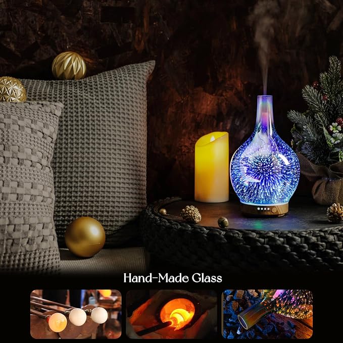 Porseme 3D Essential Oil Diffuser Cool Mist Humidifier Ultrasonic Aromatherapy Diffuser,150ml Last 6h,Auto Shut-Off,Air Refresh,Decoration for Home,Office,Yoga,Baby,Sleep