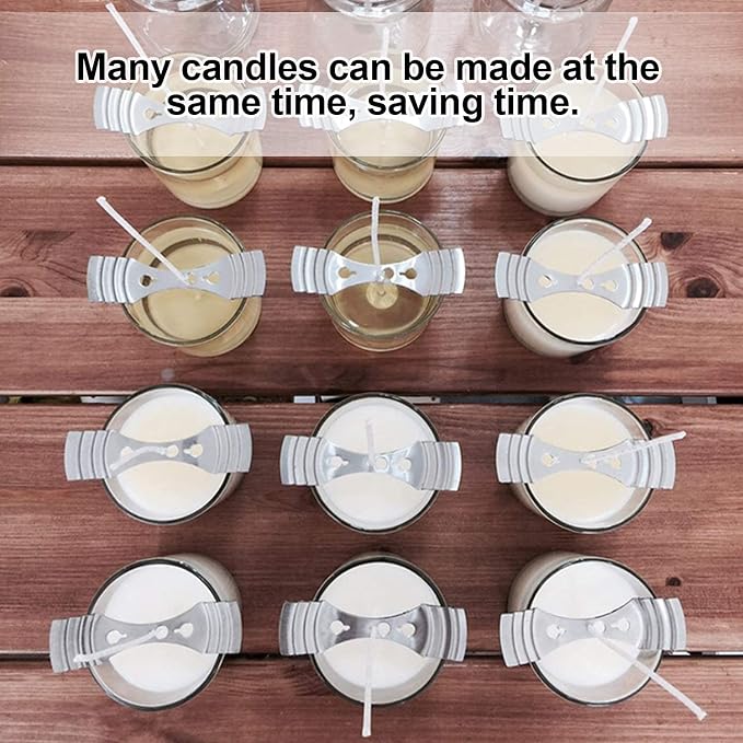DINGPAI 20pcs Metal Candle Wick Centering Devices, Silver Stainless Steel Candle Wick Holder