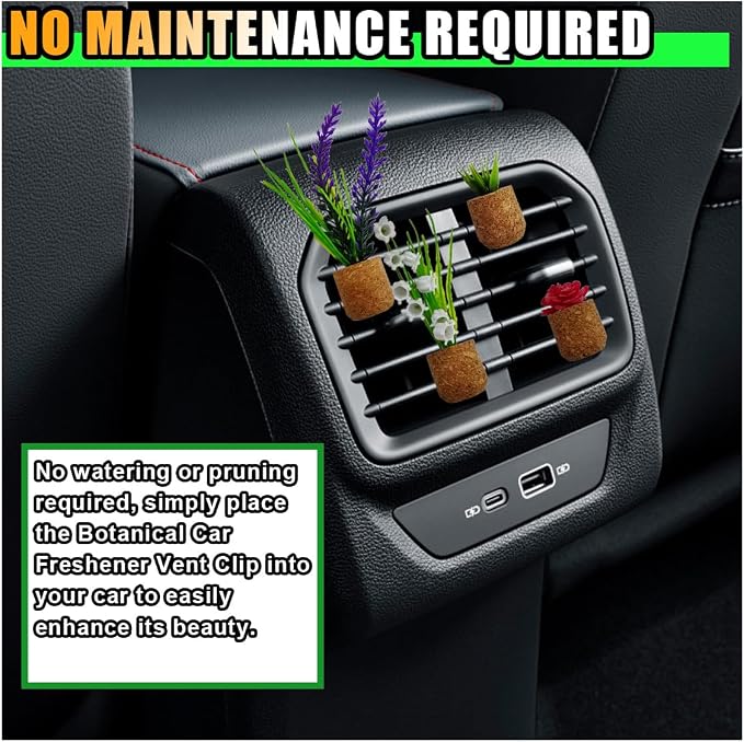 4PCS Plant Air Freshener Vent Clip, 3D Artificial Plant, Cute Mini Car Flower Vase Diffuser, Creative Car Aromatherapy, Interior Decoration Accessories