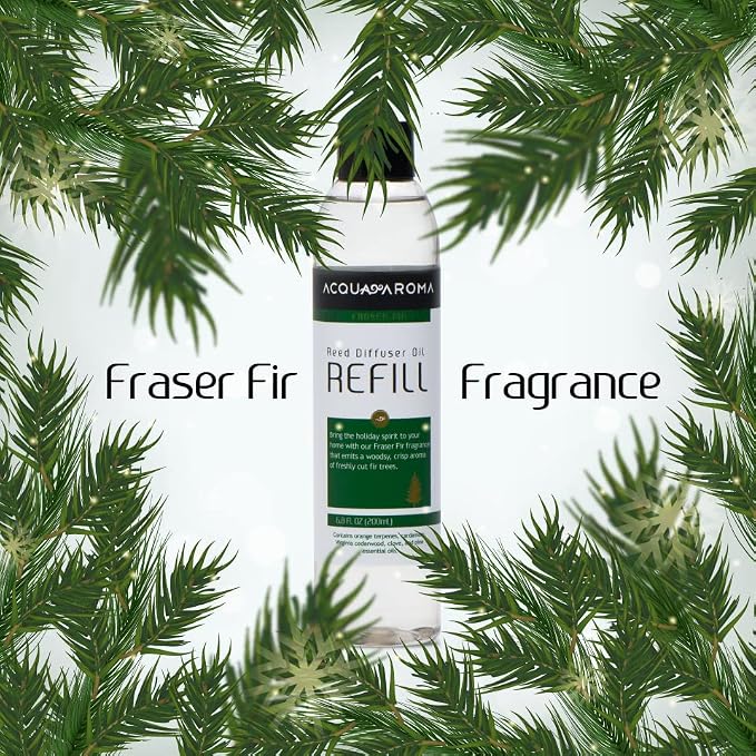 Acqua Aroma Fraser Fir Reed Diffuser Oil Refill 6.8 FL OZ (200ml) Contain Essential Oils. Fraser Fir Christmas Scent