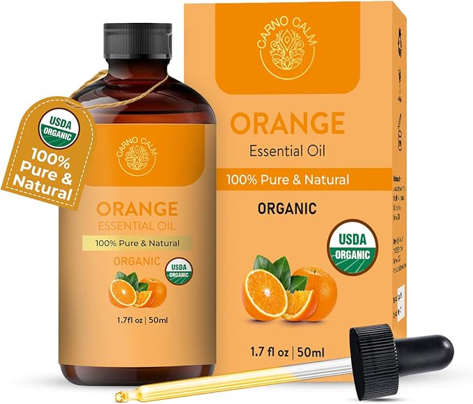 Organic Sweet Orange Essential Oil 50 Ml | USDA Certified Organic | Sweet Orange Oil for Diffuser, Skin, Hair, Soap & Candle Making | 1.7 fl. oz