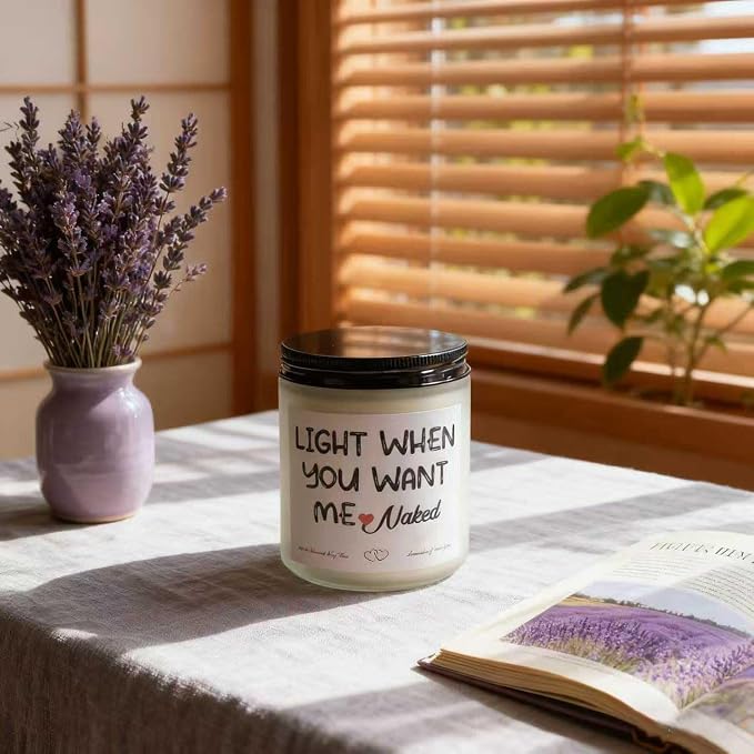 Father’s Day Gift for Husband from Wife – Funny “Light When You Want Me” Candle – Handmade Lavender Scented Candle, 7oz – Gifts for Him, Boyfriend, Men, Couples