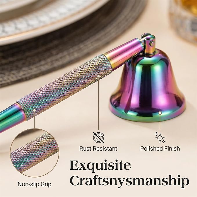 Candle Snuffer, Candlesnuffers Wick Snuffer Candle Accessory, Stainless Steel Wick Flame Extinguisher for Putting Out Candle Flame Safely (Colorful Candle Snuffer B)