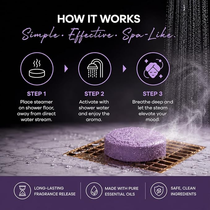Shower Steamers Aromatherapy, Essential Oil Pods Infused for Relaxation, Shower Pods Aromatherapy - Calming, Stress Relief & Self Care Gifts for Women - Lavender Eucalyptus