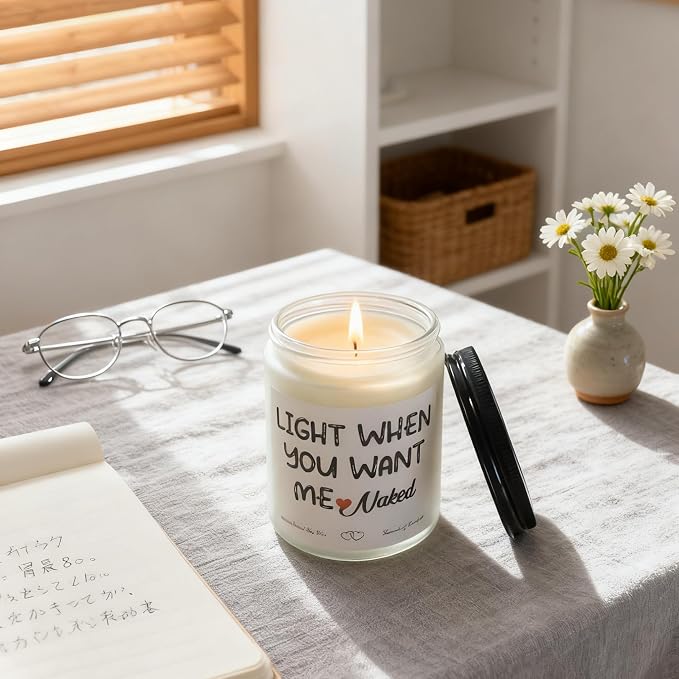 Father’s Day Gift for Husband from Wife – Funny “Light When You Want Me” Candle – Handmade Lavender Scented Candle, 7oz – Gifts for Him, Boyfriend, Men, Couples