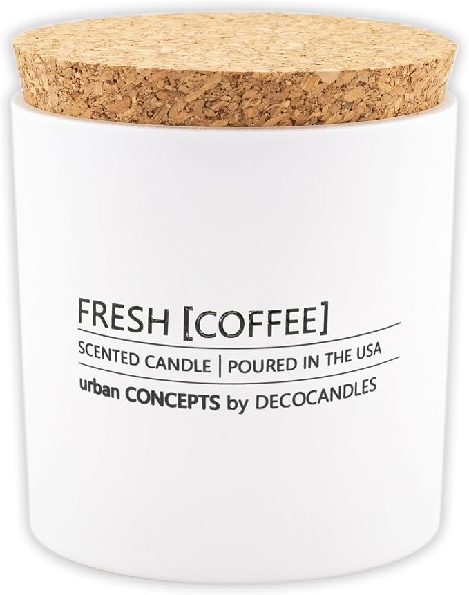 Urban Concepts by DECOCANDLES - Fresh Coffee - Smells Like Fresh Brewed Coffee - Highly Scented Soy Candle - Long Lasting - Hand Poured in USA (9 Oz. Cork)