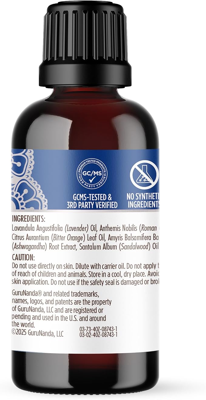 GuruNanda Calming Sleep Essential Oil, Blend of 100% Natural, Pure & Undiluted Essential Oils, Promote Relaxation, Calmness & Restful Sleep, 3.9 fl oz