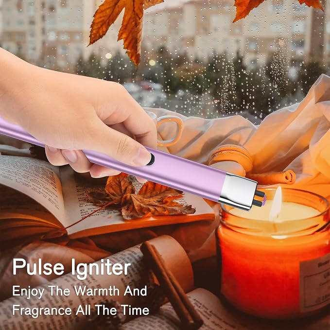 REIDEA Lighter for Candle Electric USB Rechargeable with Security Lock, Windproof Fast Heat Sinking, Non-Slip Switch Electronic Lighter, R1 (Lavender Purple)