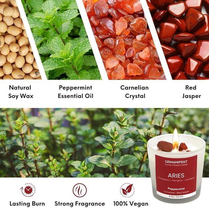 Aries Candle Gifts for Women Men Zodiac Crystal Candles with Aries Zodiac Bracelet for Manifestation Best Thoughtful Gifts for Christmas New Year Birthday Presents for Candle Lovers