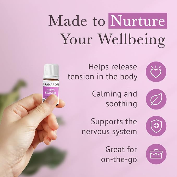 Pranarom - Stress Recovery Essential Oil Blend (5ml) - Lavender, Bergamot, Clary Sage, and Rose Geranium - 100% Pure Essential Oil for Diffusing and Wellness | USDA and ECOCERT Certified Organic