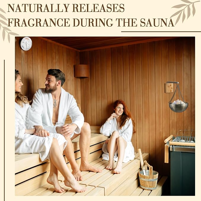 Relaxweex 2 Sets Sauna Thermometer and Aromatherapy Bowl Oil Cup Holder, 2 in 1 Fahrenheit Thermometer and Hygrometer 15 Minute Timer Sauna Accessories for Indoor Infrared Steam Saunas Room, Bath Spa
