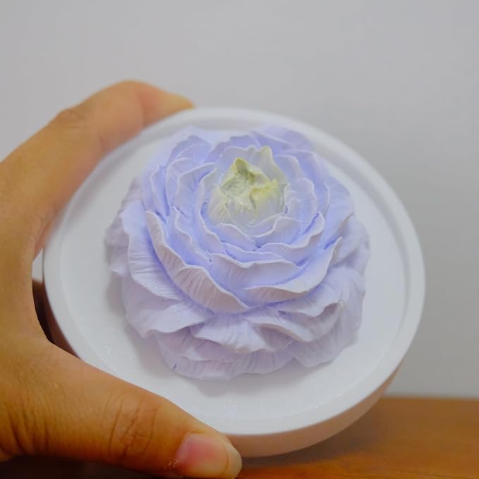 Essential Oil Passive Flower Diffuser -Non-Electric Peony Flower Porcelain Aromatherapy Diffusers for Small Mini Room, Desk Decorative, Bathroom (Purple, Peony)