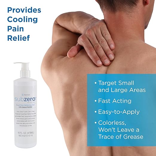 Sub Zero Cooling Pain Relief Gel, 16oz Bottle with Pump - Joint Relief and Nerve Pain Relief Cream for Muscle Deep Pain Relief and Arthritis Relief