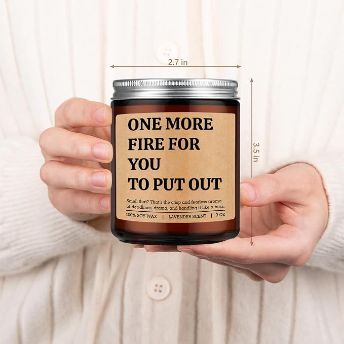 LEADO One More Fire Candle - Coworker, Boss Gifts for Women, Men - Funny Birthday, Office, Appreciation Gifts for Coworker, Boss, Team Lead, Employee - Chaos Coordinator Ideas for Manager, HR, Friend