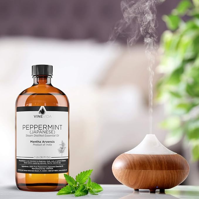 VINEVIDA Peppermint Japanese Essential Oil 16 oz Undiluted - Pure, Natural, Vegan, and Sustainable