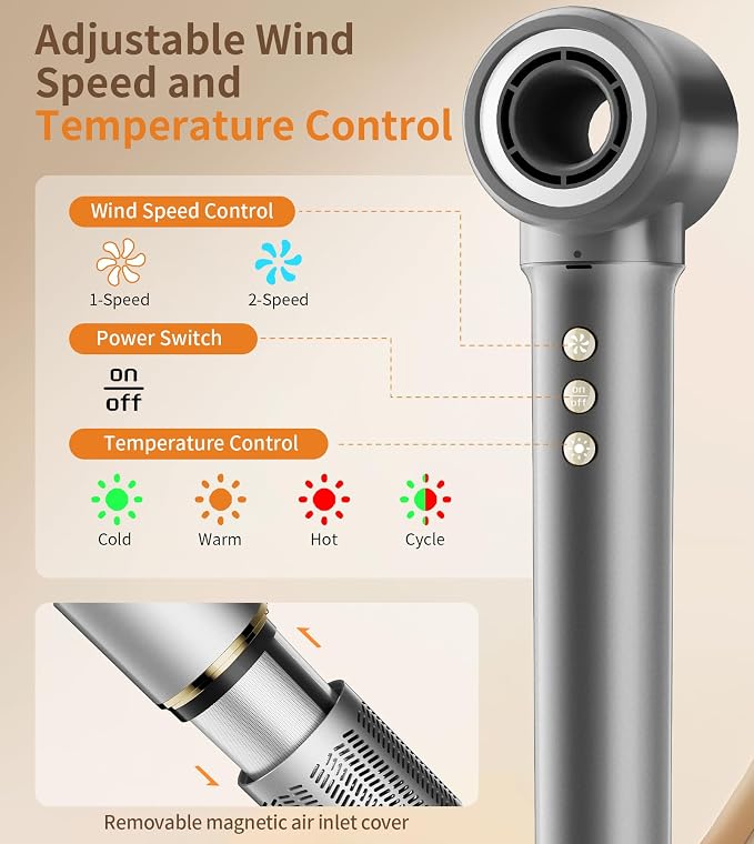 9 in 1 Hair Dryer Brush Kits,Professional 1200W Powerful Hot Air Styler Dryer with Case,110,000 RPM Auto Wrap Air Curler Travel Hair Crimper for Fast Drying/Straightening/Styling/Volumizing/Frizz-Free