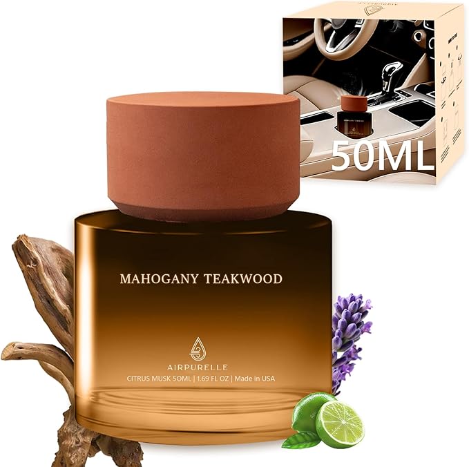 Car Air Freshener 50ML (1.7 FL OZ) Car Air Fresheners Fragrance - Citrus Musk Fragrance Oil Air Diffuser for Car, 180+ days Long Lasting Perfume, Car Air Freshner Aroma Stone Cap Design, Made in USA