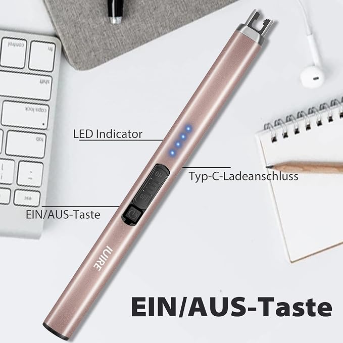 Electric Candle Lighter with Flashlight USB C Rechargeable Arc Lighters for Candles Windproof Plasma for Camping BBQ Stove Home Emergency with Safety Switch LED Battery Display