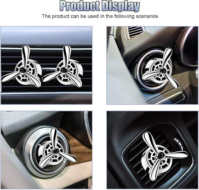Car Air Condition Outlet Clip, Stylish Propeller Dashboard Air Vent Trim Clips, Air-Driven Diffuser, Creative Automotive Interior Decoration Accessories for Women Men (Silver, 1PC)
