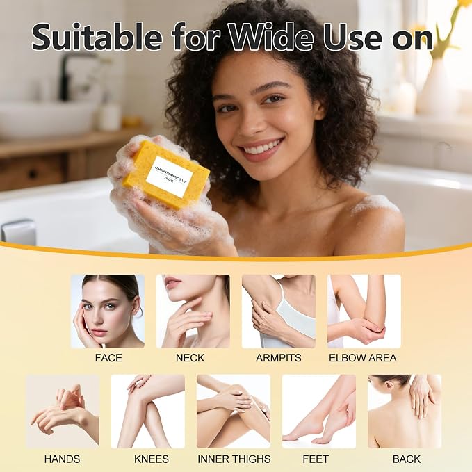Turmeric Soap Bar - Handmade Lemon & Ginger Soap Bar, 100% Natural Brightening for Dull Skin, Antioxidant Face & Body Soap, Outdoor Home Use, Fit All Skin Type 4.1 oz