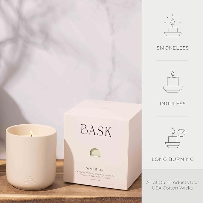 Relaxing Candles for Home by BASK - Scented Candles - Winter Candles - Gifts for Women and Men - Scent: Wake Up
