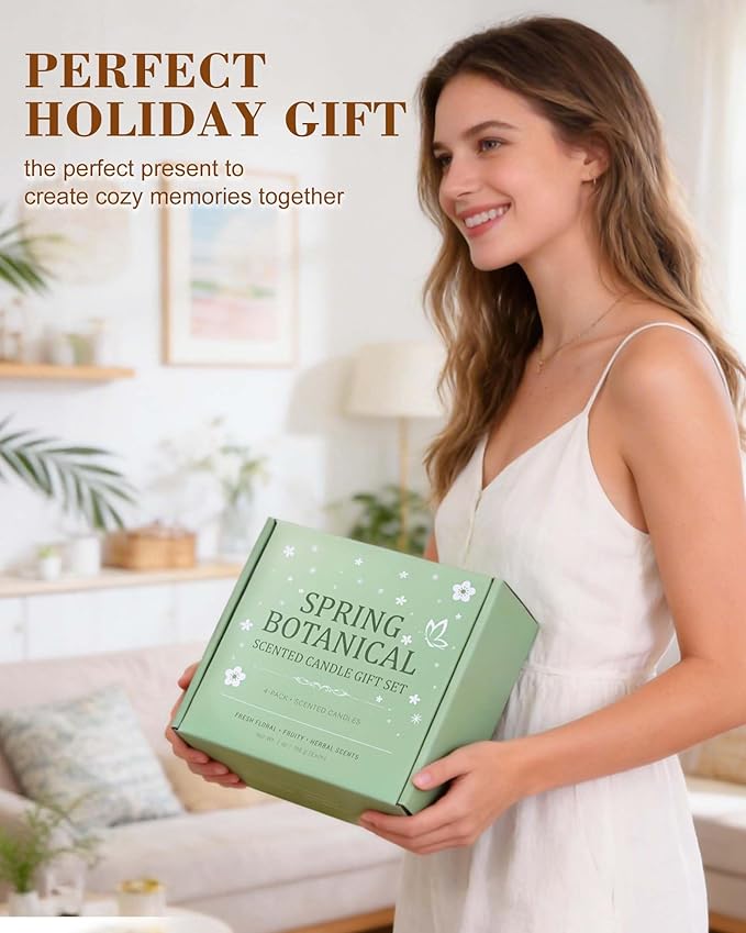 4 Pack Scented Candles Gifts for Women: 28oz Natural Soy Candles for Home Scented, Up to 200H Burning, Aromatherapy Candle Set, Jar Candle Gift Set for Spa Bath Meditation Birthday Valentine's Gifts