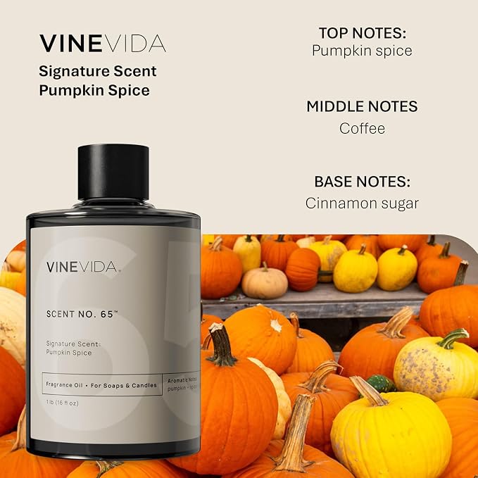 VINEVIDA [16oz] Pumpkin Spice Fragrance Oil for Candle Making and Soap Making - Premium Candle Scents for Soy Candles