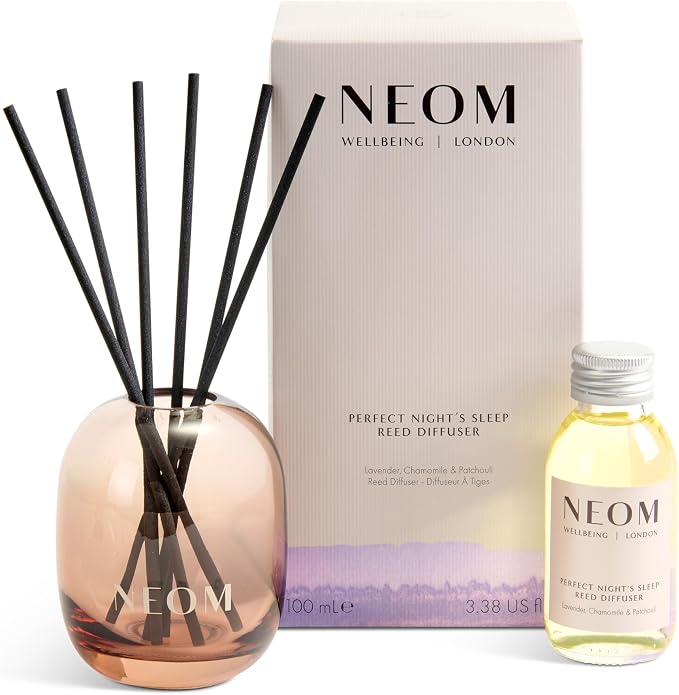 NEOM Perfect Night's Sleep Reed Diffuser, 100ml I Lavender, Chamomile and Patchouli I 100% Natural Fragrances I Lasts 12 Weeks I Refillable and Reusable