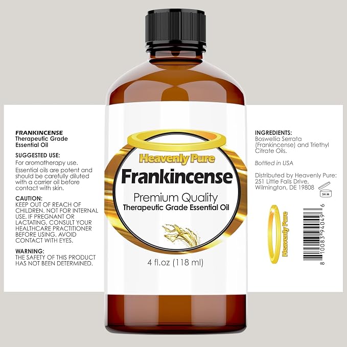 Heavenly Pure Frankincense Essential Oil - Pure & Natural Frankincense Aroma Therapeutic Grade Essential Oil (Huge 4 OZ - Bulk Size)
