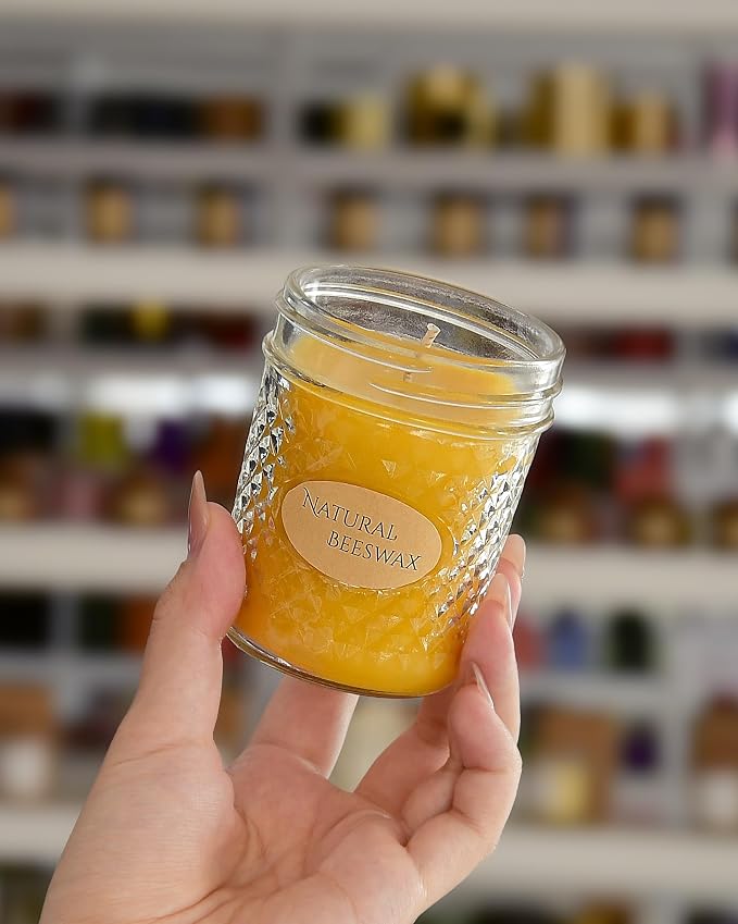 DEYBBY 2 Pack 5oz Beeswax Jar Candles Set - Beeswax Candles Gift - Handpour Bees Wax Candles for Home Decor Bath Relaxation Housewarming Gift with Natural Scent, Each 26 Hrs Burn