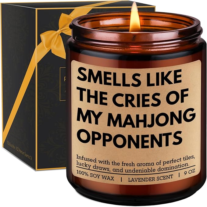GSPY Scented Candle, Mahjong Gifts for Women, Men - Mah Jongg Gifts, Mahjongg Party Accessories - Funny Birthday, Mothers Day, Game Night Ideas for Mahjong Lovers, Players, Group, Hostess, Friend, Her