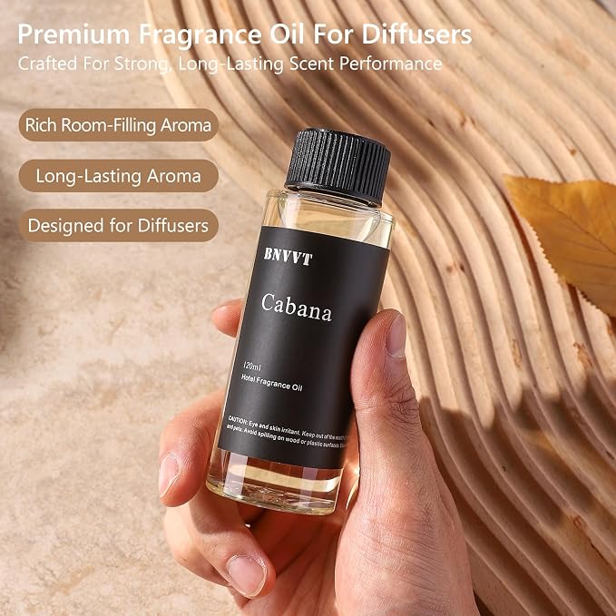 Hotel Diffuser Oil Cabana - The Iconic 5-Star Hotel Coastal Blend - Lemon Bergamot Sea Breeze - 120 mL Premium Fragrance Oil for Ultrasonic and Waterless Diffusers and Crafting