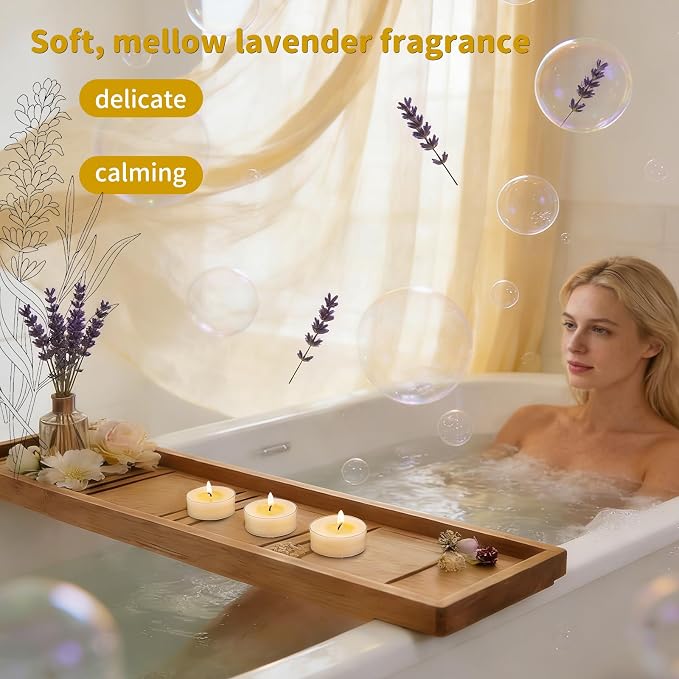 12 Pack Beeswax Tealight Candles, Lavender Scented Tea Light Candles, 4 Hours White Tea, Soy & Beeswax Candle with Essential & Natural Oils for Home & Party (Lavender)