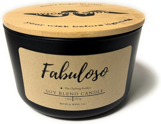 Wicks & Wine Soy Blend 3-Wick Cotton CORE Candle 14oz (Fabuloso)