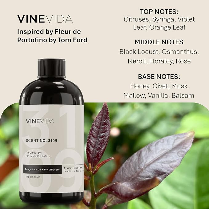 VINEVIDA [16 Oz] Inspired by: Fleur de Portofino; Diffuser Oil Refill | Premium Scent Diffuser Oil for Home | Non-Toxic Fragrance