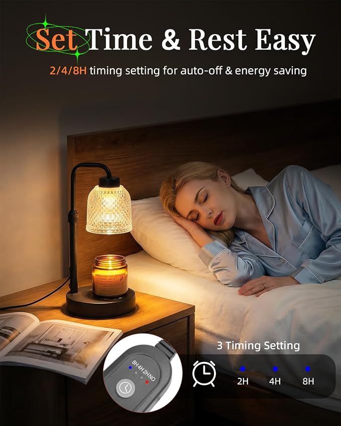 AIFEI Candle Warmer Lamp with Timer, Dimmable Adjustable Height Candle Lamp, Birthday Gifts for Women Mom Sister Friends, House Warming Gifts New Home, Candle Lamp Warmer with 2 Bulbs - CoalBlack