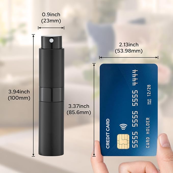 LISAPACK 8ML Atomizer Perfume Spray Bottle for Travel (3 PCS) Empty Cologne Dispenser, Portable Sprayer (Black, Silver, Blue)