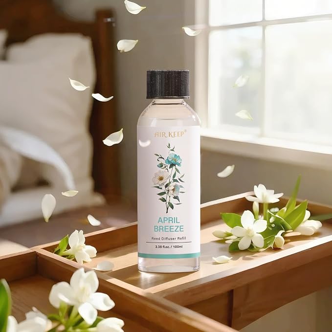 Airkeep Reed Diffuser Oil Refill/April Breeze/3.38oz（100ml/1 Pack/Scented Oil Refill for Reed Diffuser Home Fragrance for Bedroom, Bathroom Office Home Decor