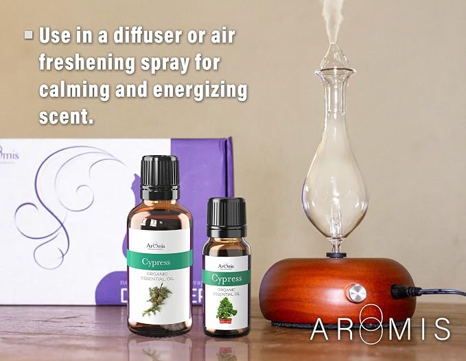 ArOmis Cypress Essential Oil - 100% Pure Therapeutic Grade - Undiluted, Premium Oil - 150 Micron Filtered, Perfect for Aromatherapy Diffusers (10ml / .34 fl oz)