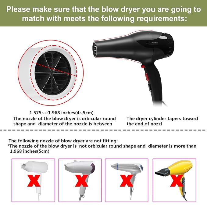 Universal Collapsible Hair Dryer Diffuser Attachment-Foldable Portable Travel and Easy Storage Hair Diffuser Fit Most Hair Dryers with Nozzle Diameter D-1.575Inch to 1.968 Inch (4-5cm)- Green