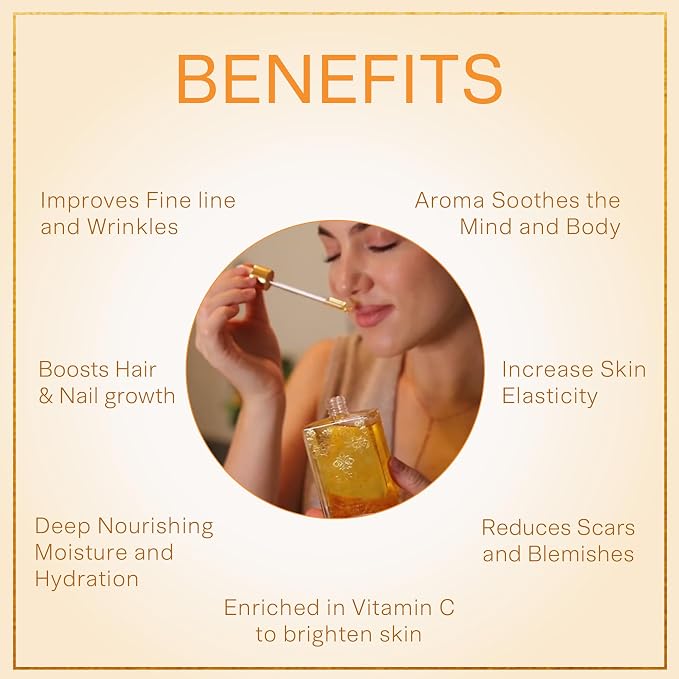 SAFA Citruse Oil for Face, Hair, Nail with Vitamin C, E & A for Scars, Stretch Marks - Orange Body Oil Fragrance - After Shower Body Oil - All Skin Types Non Comedogenic - 4 Fl Oz