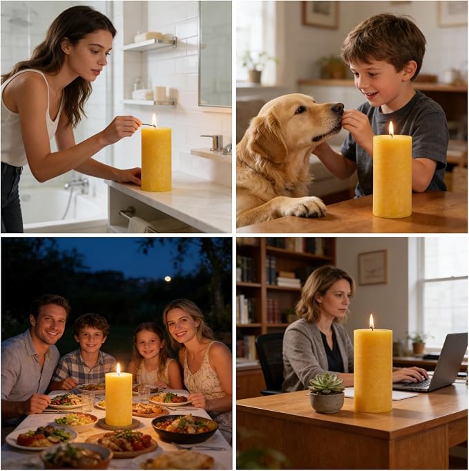 Citronella Candles Pillar, 2.8x6 Inch, 75 Hours Long Burn Time, Citronella Pillar Candle for Summer Home, Plant-Based Essential Oil Lemongrass Candle for Indoor/Outdoor