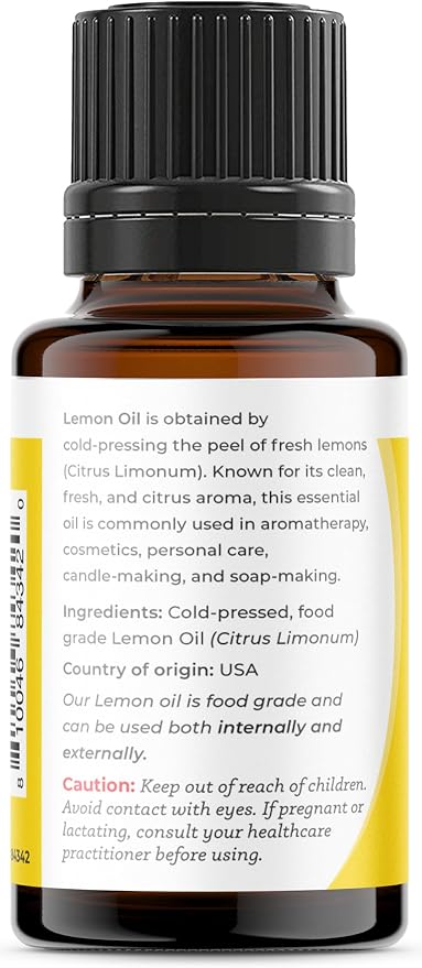 Viva Doria Lemon Essential Oil, 100% Pure, Natural Lemon Essential Oil, Undiluted, for Aromatherapy | Food Grade, 15 mL (0.5 Fluid Ounce)