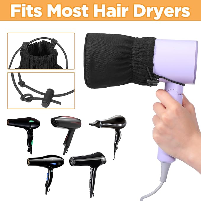 Foldable Travel Diffuser Hair Dryer - Universal Attachment Travel Diffuser for Curly Wavy Hair - Black hot Sock diffusers Heat Resistant Nylon Mesh Cotton Canvas
