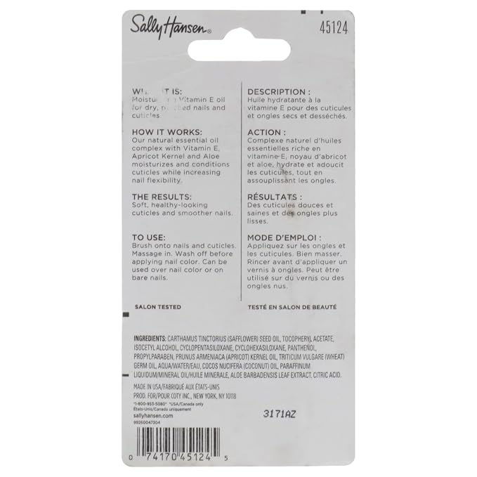 Sally Hansen Vitamin E Nail and Cuticle Oil | 0.45 Fl Oz | Pack of 2